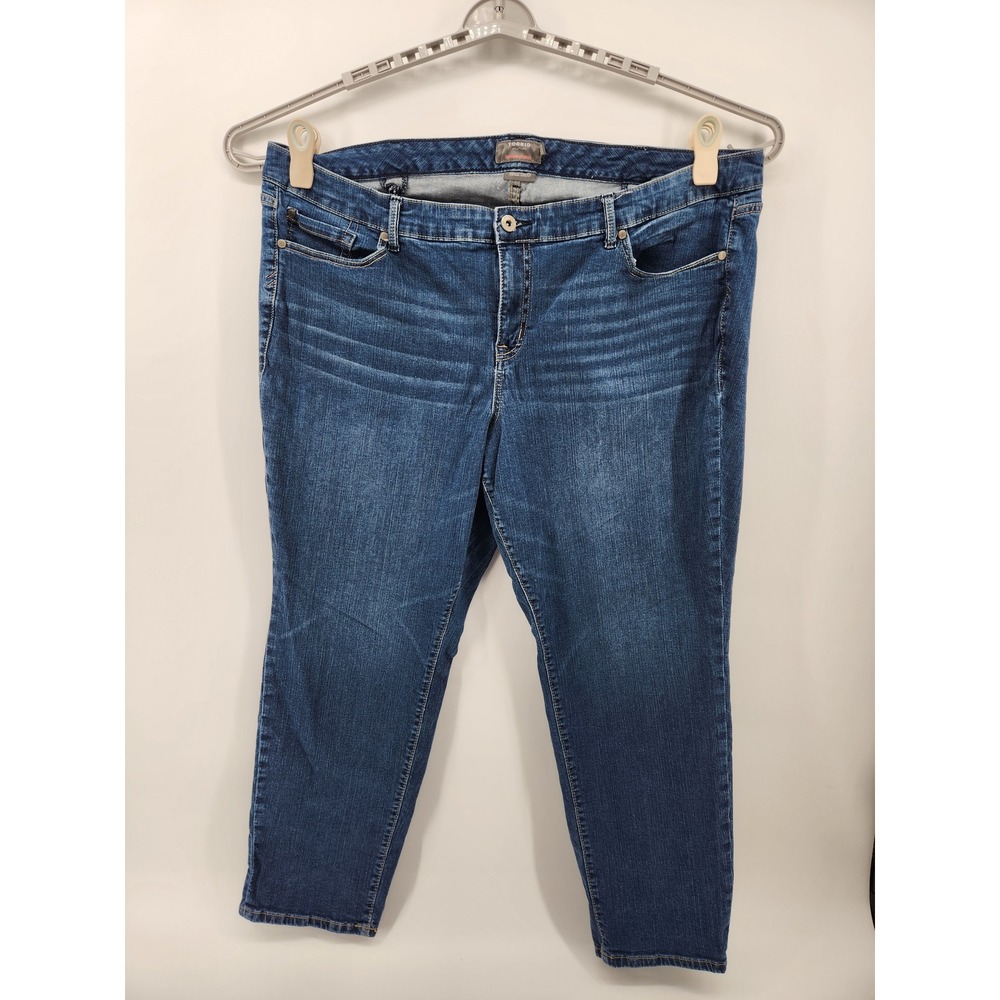 Torrid‎ Womens Plus Size 24R Dark Wash Feel The Fit Boyfriend Straight Jeans